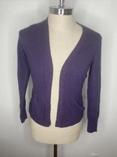 Jillian Jones Angora Wool Cardigan Sweater M Purple Snap Front