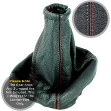 FITS NISSAN MICRA K12 2003-2009 GEAR GAITER REAL LEAHER RED STITCH