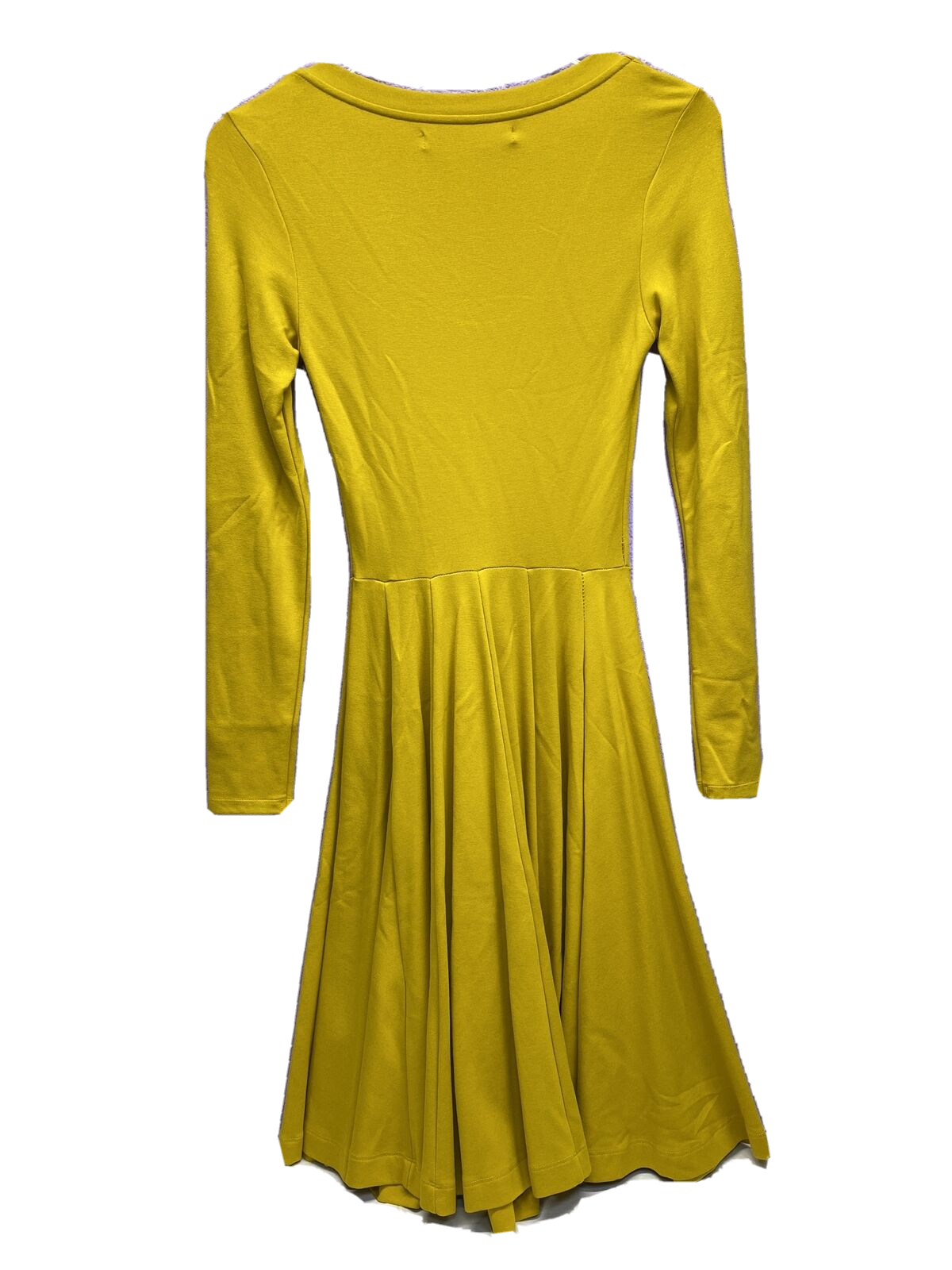 New ZARA Mustard Yellow Midi Dress Long Sleeves A Line Stretch Size