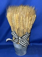 Vintage Primitive Decor Wheat Stack In Metal Tin Canister UNIQUE DESIGN❤️gsc17m1