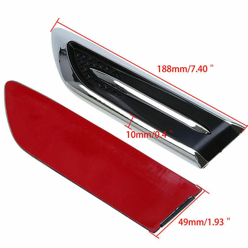 Pegatina plateada para decoración de rejilla de admisión cubierta de orificio de guardabarros de ventilación lateral de flujo de aire para automóvil Foto 4 de 4