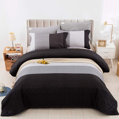 Grey Stripes Bedspread Set&Comforter Set&Quilt Cover Set Queen King Size Bedding - Picture 16 of 23