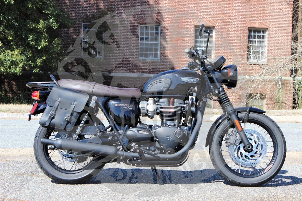 Bolso Solo Triumph Bonneville T100 T120 Lado DERECHO NEGRO -TR01 MALO&G Personalizado Foto 4 de 4