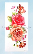rose large flower temporary tattoo lower back hand chest