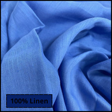 100 italian flax linen fabric by the yard sewing clothing for embroidery BLUE A2