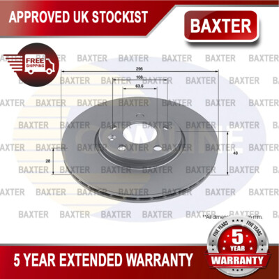 Fits Volvo S90 V90 V60 S60 1.6 1.9 2.0 D 2.5 Baxter Front Brake Disc 31423722