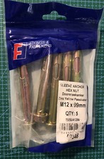 Pack of 5 M10x99mm Sleeve anchors fixing.  Fast Fix