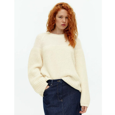 Arket Wool-Alpaca Jumper Sz Large - Cream Knit Wool Blend Oversized Sweater NWOT