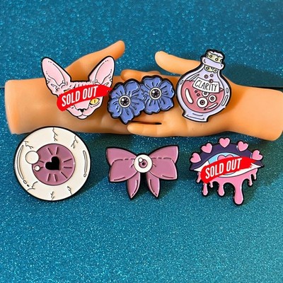 Pastel Goth Enamel Pin Collection   Cute & Creepy Aesthetic, Kawaii Pins