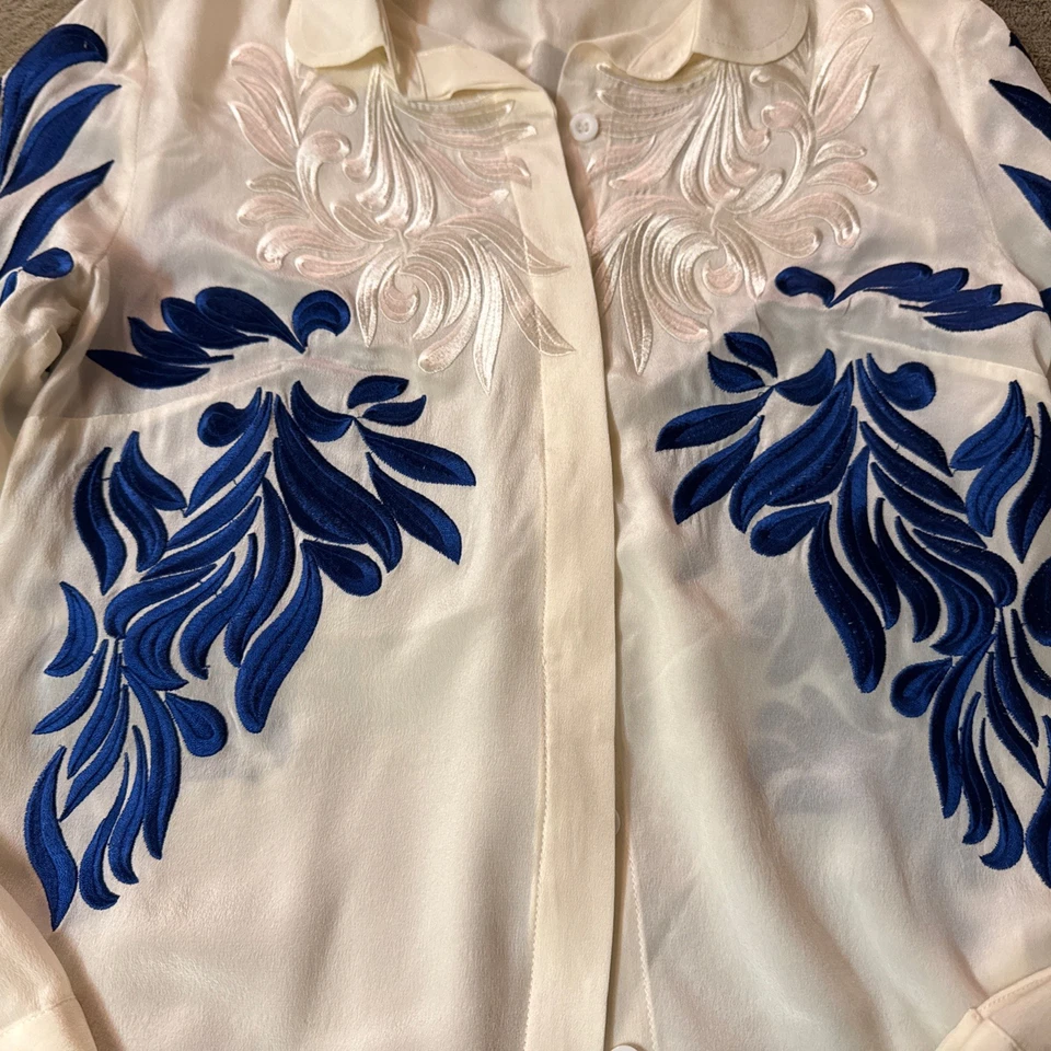 Blusa Stella McCartney Bordada Seda Manga Larga Country Chic Talla Pequeña Foto 2 de 4