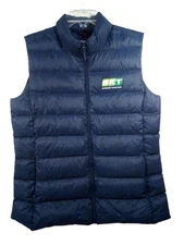 BKT Ultra-Light Packable Puffer Vest Men M Blue Full Zip Water Repellant
