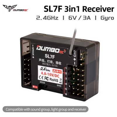 DumboRC 2,4GHz SL7F Empfänger mit Gyro BEC 6 V/3A für alle DumboRC Sender