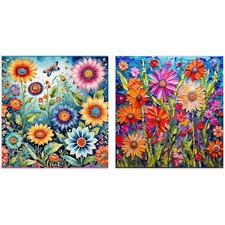 2Piece Flowers Diamond Painting Kits for Adults, Round Full Drill 5D DIY Diam...