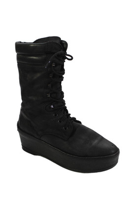 Tods Womens Leather Lace Up Platform Ankle Boots Black Size 37.5 7.5