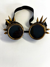 Steampunk Spiked Costume Goggles Gold/Black with Elastic Strap, One Size