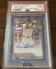 2024 Bowman Draft James Tibbs III Chrome Auto True Blue Refractor 1st /150 PSA 9
