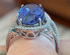 .5” Purple Tanzanite CZ signed PAJ 925 sterling silver cocktail ring 8 statement