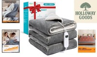 Soft Flannel Electric Blanket Throw, 200x180cm, Fast Heating, 9 Heat Settings