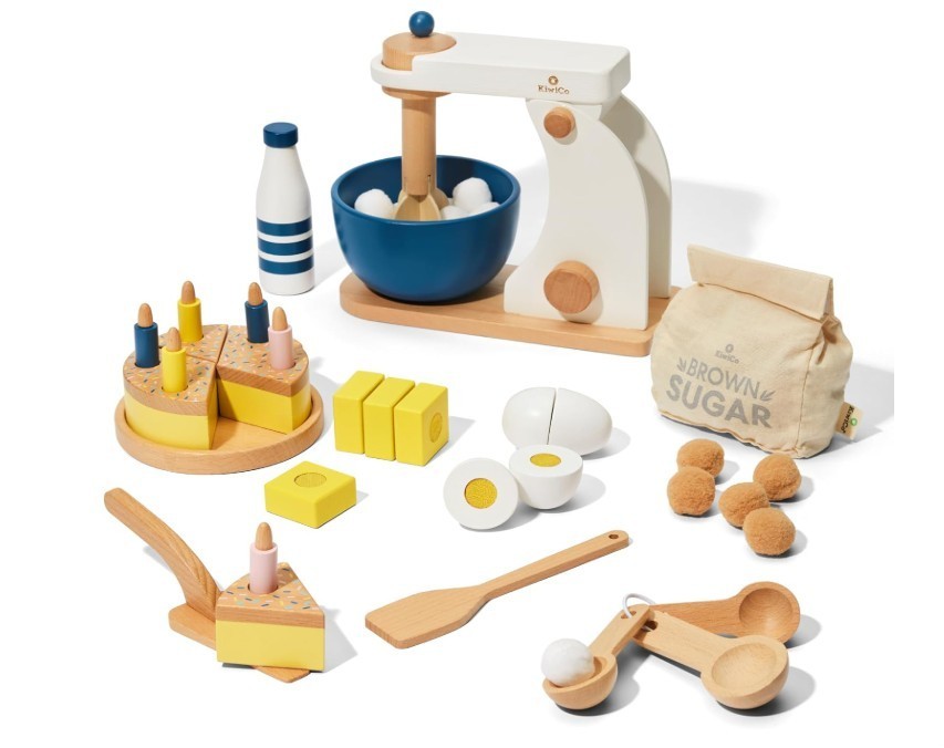 Bake-a-Cake Stand Mixer | KiwiCo Play Kitchen | Kids Baking Set Ages 3+