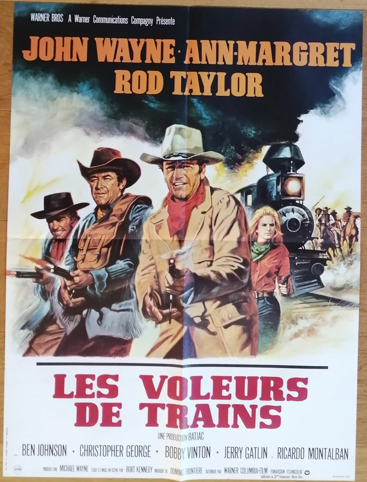 VOLEURS DE TRAINS john wayne ann margret affiche cinema originale 80x60 '73 - Photo 1/1
