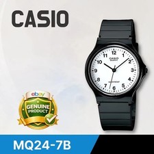 Casio MQ24-7B Authentic Classic Low Noise Analog Watch Black White Dial WR