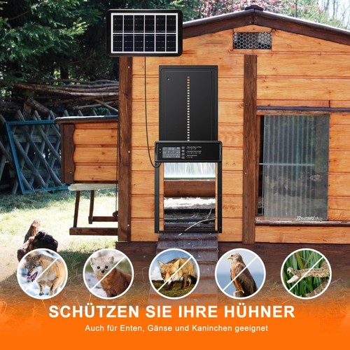 Alu Hühnerklappe Elektrisch Hühnertür Hühnerstalltür Automatische mit/ohne Solar - Bild 52 von 57