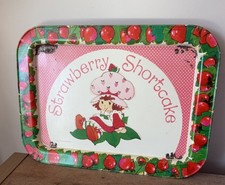 Vintage 1981 Strawberry Shortcake Metal TV Lap Tray Folding Legs