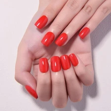 evpct Nuetral Red Short Squoval Glossy Press on Nails for Women Gift, Glossy ...