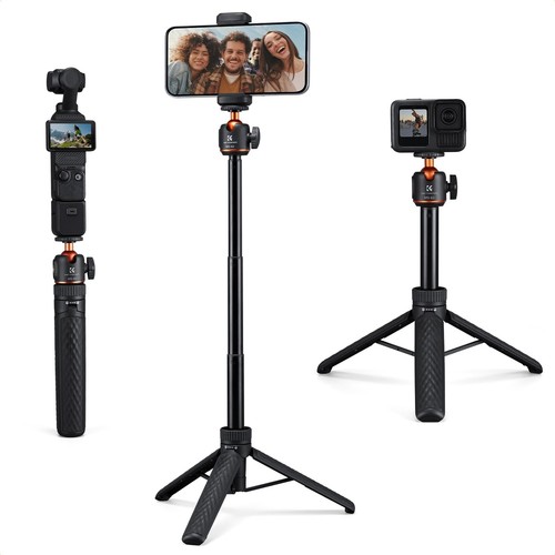 K&F CONCEPT 65cm Selfie Stick Tripod 360° Ball Head for GoPro, Phone, Action Cam
