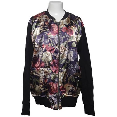 Two Bucks, Bomberjacke, Damen, Größe: XL, Schwarz/Mehrfarbig, Blumen #iBY