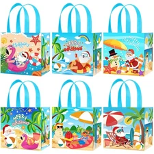 12 PCS Hawaiian Christmas Decorations Gift Bags, Tropical Christmas Non-Woven...