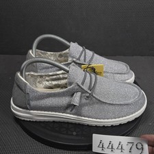 Hey Dude Wendy Stretch Sparkling Shoes Womens Size 9 Gray Slip On Comfort Casual
