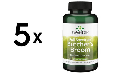5 x Swanson Butcher's Broom, 470mg - 100 caps (142,18 EUR/kg)