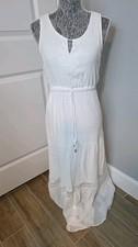Fyve Womens White Maxi Dress Elastic Waist Bride Beach Sleeveless Small