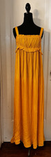BB Dakota Steve Madden Autumn Yellow Maxi Dress Women's L Smocked Ruffle Boho