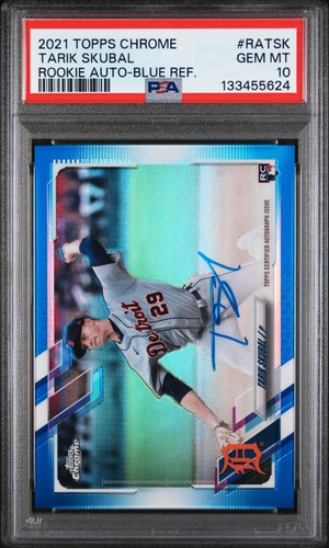 2021 TOPPS CHROME ROOKIE AUTO BLUE REFRACTOR TARIK SKUBAL 25/150 PSA 10 AUTO