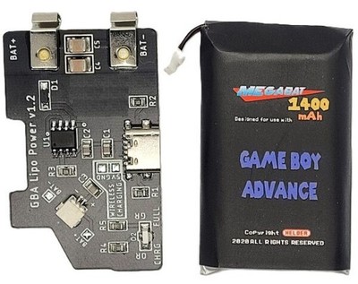 MegaBat1400 High Capacity (1400mAh) USB C Rechargeable Battery Pak for Game Boy 