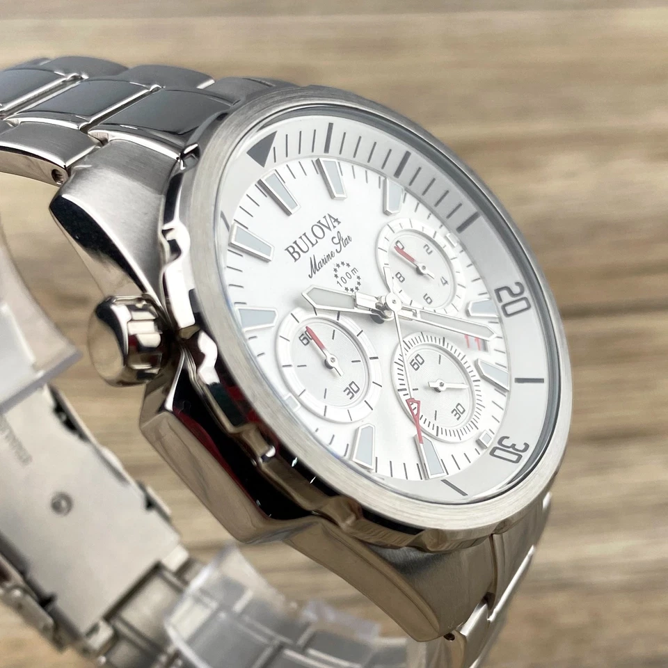 Bulova Marine Star 43mm White Dial Stainless Steel Quartz Men's Watch 96B255 - Image 3 of 4