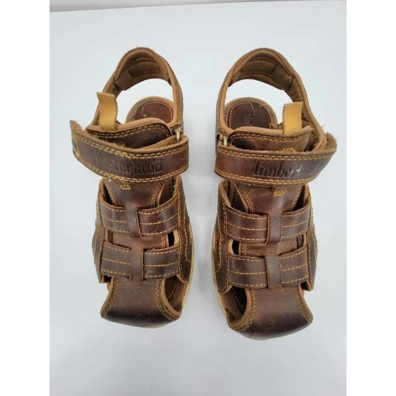 Timberland Niños Sandalias de Pescador Cuero Marrón Gancho y Lazo Correas Informales 5 Foto 3 de 4