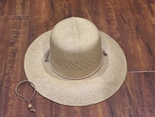 Vintage S.F. Green San Francisco Woven in Equador Straw Leather Strap Panama Hat