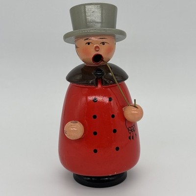Vintage Incense Burner German Man In Red Coat & Top Hat Missing Axe And Pipe End