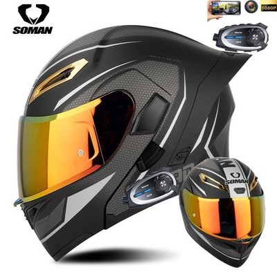 Bluetooth Motorcycle Helmet with Camera and Intercom DOT Full Face Helmet