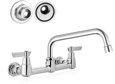 Grifo Comercial de Pared con Ca o Giratorio de 8", Doble Manija, Lat n Macizo, C