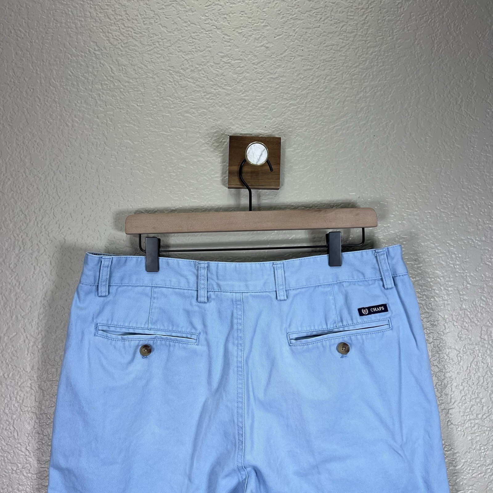 Chaps Shorts Men 36 Solid Blue Flat Front Stretch… - image 8