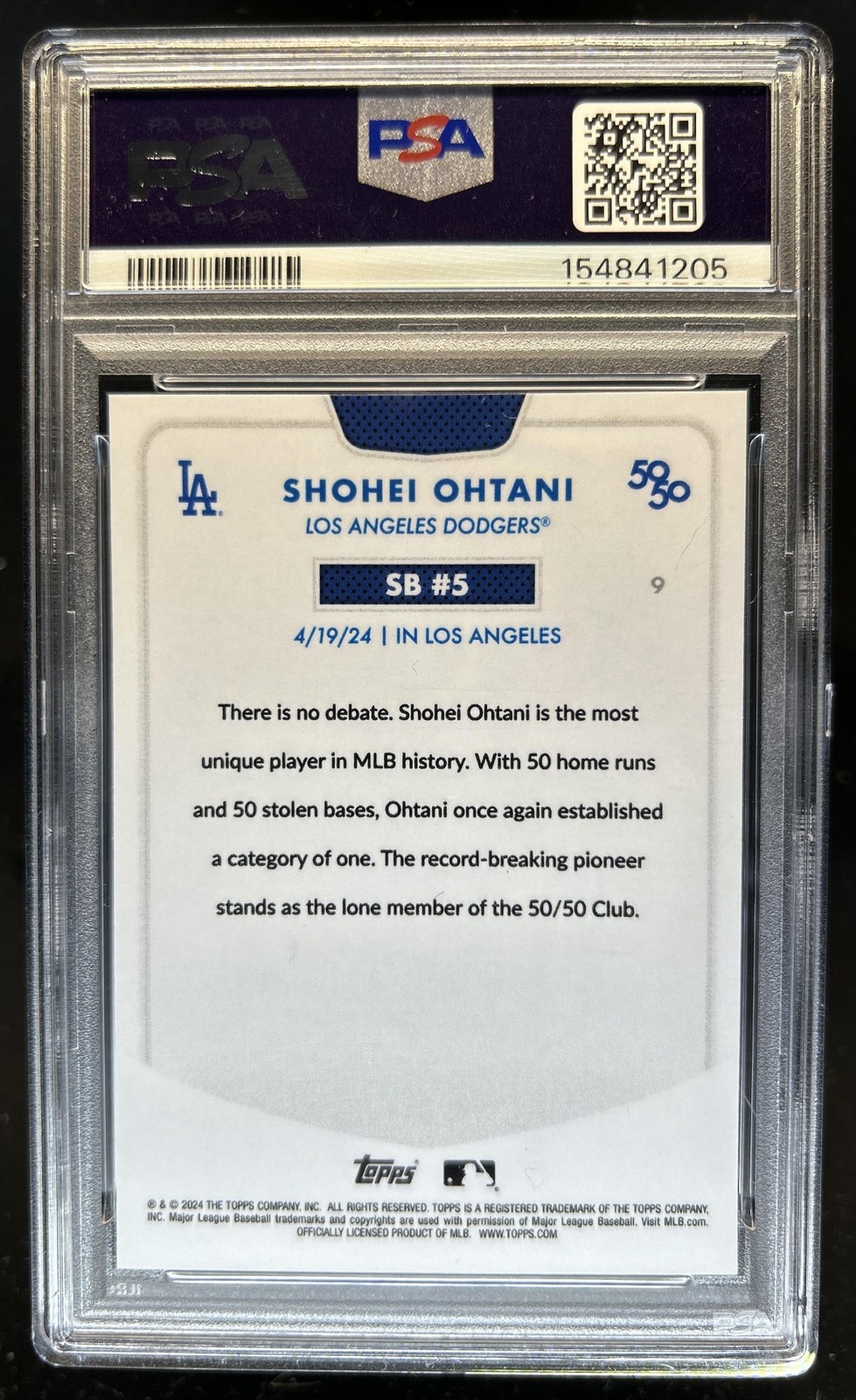 2024 Topps 50/50: Shohei Ohtani Chrome Green #/99 Dodgers PSA 9 view 2
