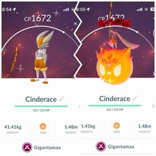 Shiny Cinderace Gigantamax Pokemon Gen8 Go Same/30 Day Galar Pok mon Gmax