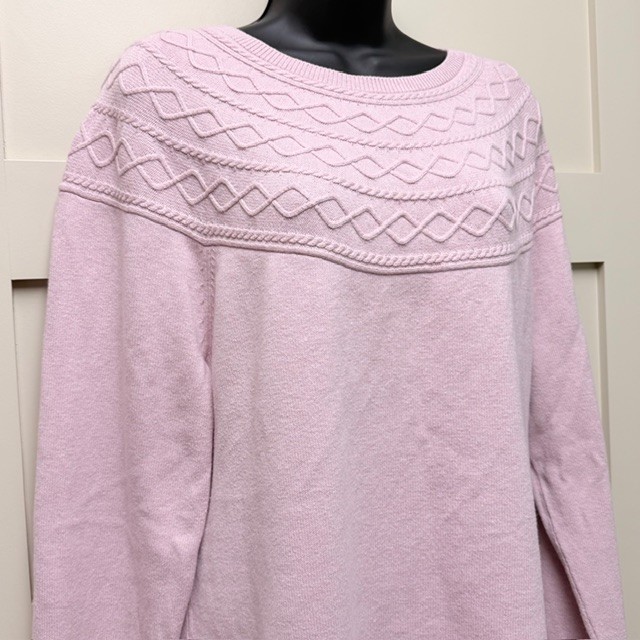 TALBOTS Fair Isle Pale Pink Sweater Plus Sz 2XL Spring Easter Cotton Cashmere