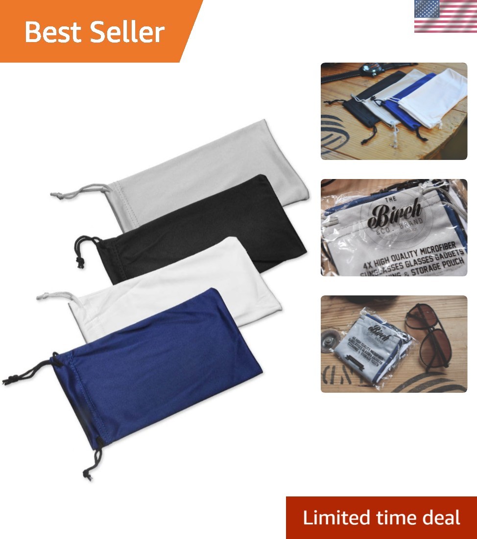 Elegant 4-Pack Microfiber Gadget Cleaning & Storage Pouches - Travel Essential