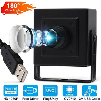 ELP 180° Fisheye Lens 2.0 Megapixel 1080P Full HD USB Camera Module OV2710 COLOR