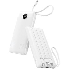 VEEKTOMX Portable Charger with Built-in Cables -20000mAh white